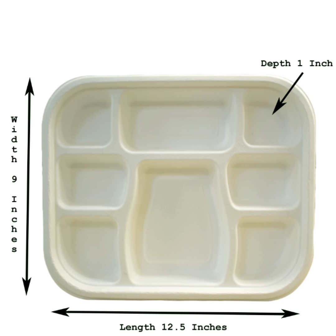 8 Compartment Biodegradable Party Thali Plates