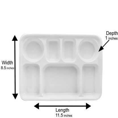 7 Compartment White Color Disposable Party Thali Plates