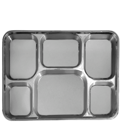 6 Compartment Silver Color Disposable Party Thali Plates
