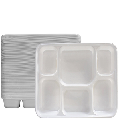 6 Compartment White Color Disposable Party Thali Plates