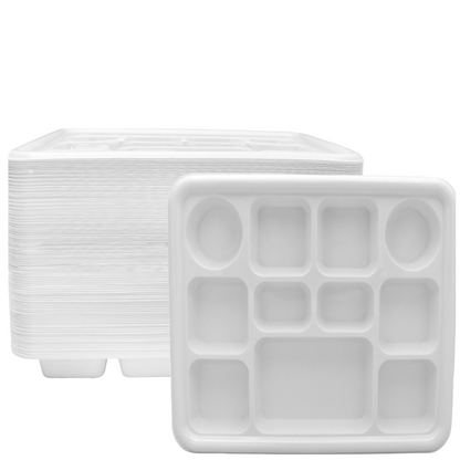11 Compartment White Color Disposable Party Thali Plates