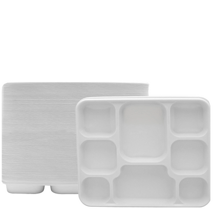 8 Compartment White Color Disposable Party Thali Plates