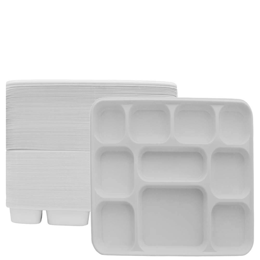 10 Compartment White Color Disposable Party Thali Plates