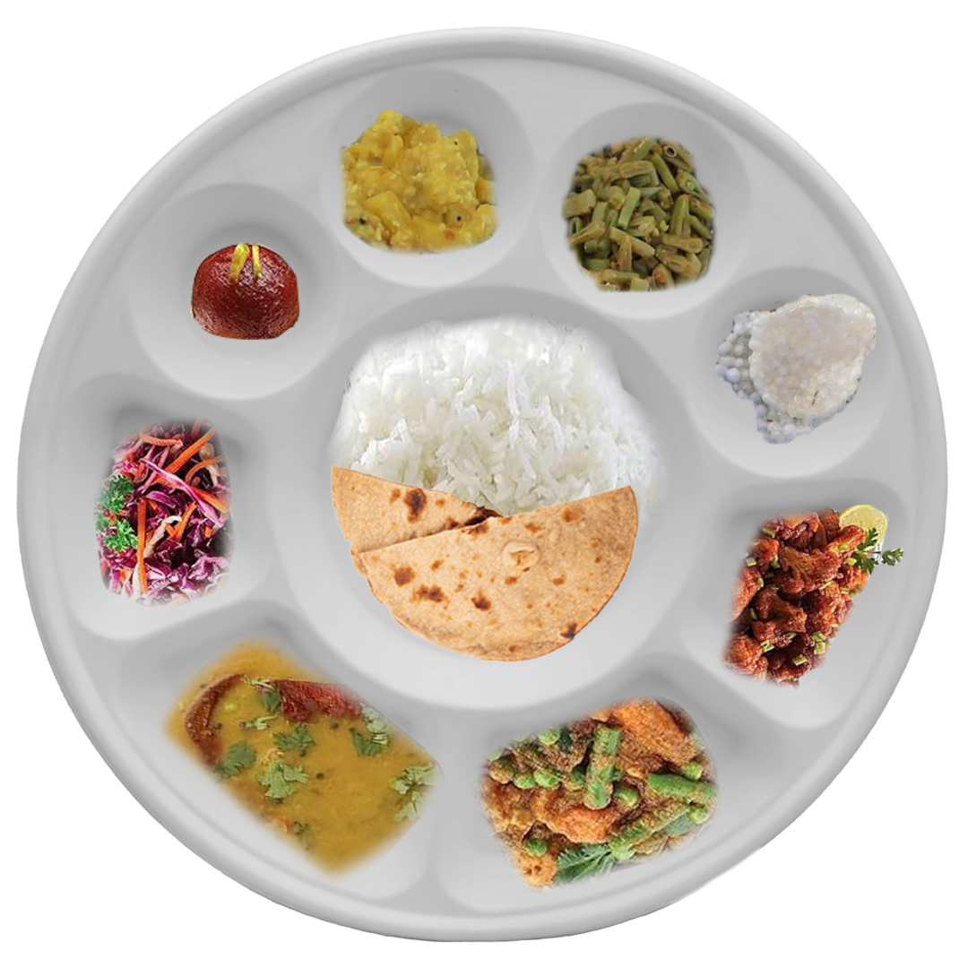 9 Compartment Biodegradable Party Thali Plates