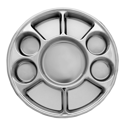 9 Compartment Silver Color Disposable Party Thali Plates